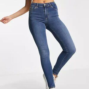 Topshop Leigh Moto Skinny Jeans Blue Size 28